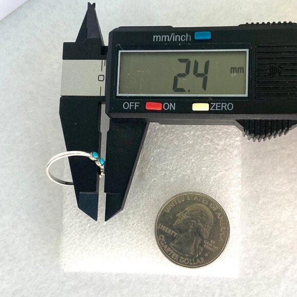 Sterling Silver 925 Dainty Minimalist Round Multi Turquoise Band Ring Sz 4.75 - Picture 15 of 16